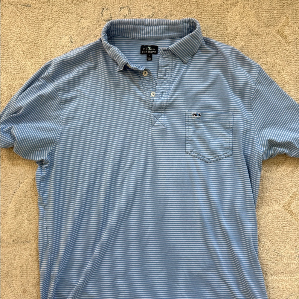 Classic Blue Striped Polo Shirt